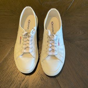 SUPERGA white leather tennies - normal wear. Classic!